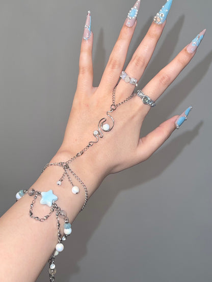 MOON PEARL Ring Chain Bracelet
