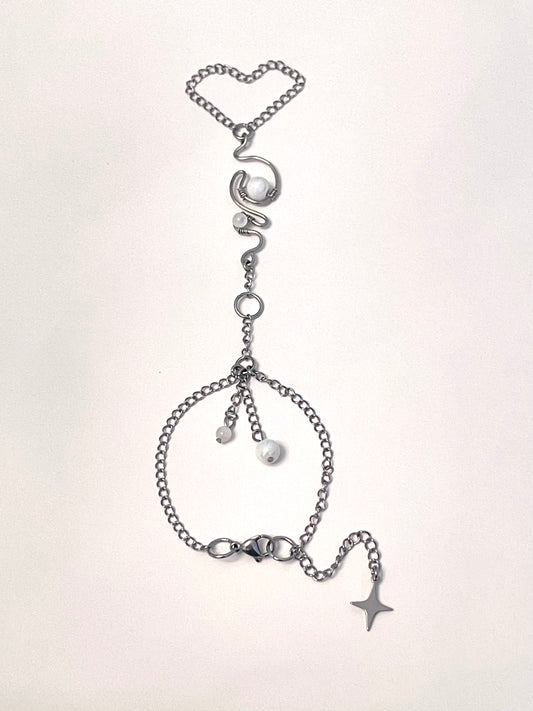 MOON PEARL Ring Chain Bracelet